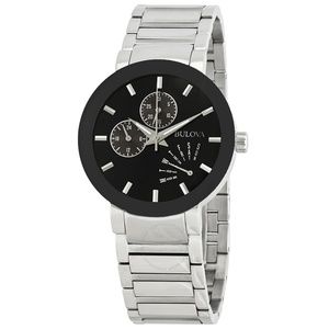 Bulova Mens Black Dial Bracelet Watch